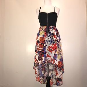 Material Girl Zip-up Floral Print High Low Dress